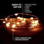 30 LEDs Warm White Color String Lights Silver Wire Indoor and Outdoor 9.5 Feet Firefly Starry Fairy Lights Battery Powered for DIY, Christmas, Holidays, Party, Bedroom and Centerpieces