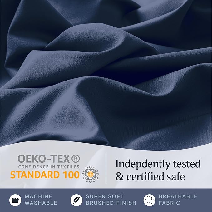 LuxClub 4 PC California King Sheet Set, Breathable Luxury Bed Sheets, Deep Pockets Wrinkle Free Cooling Sheets Machine Washable Hotel Bedding Silky Soft - Navy Cal King