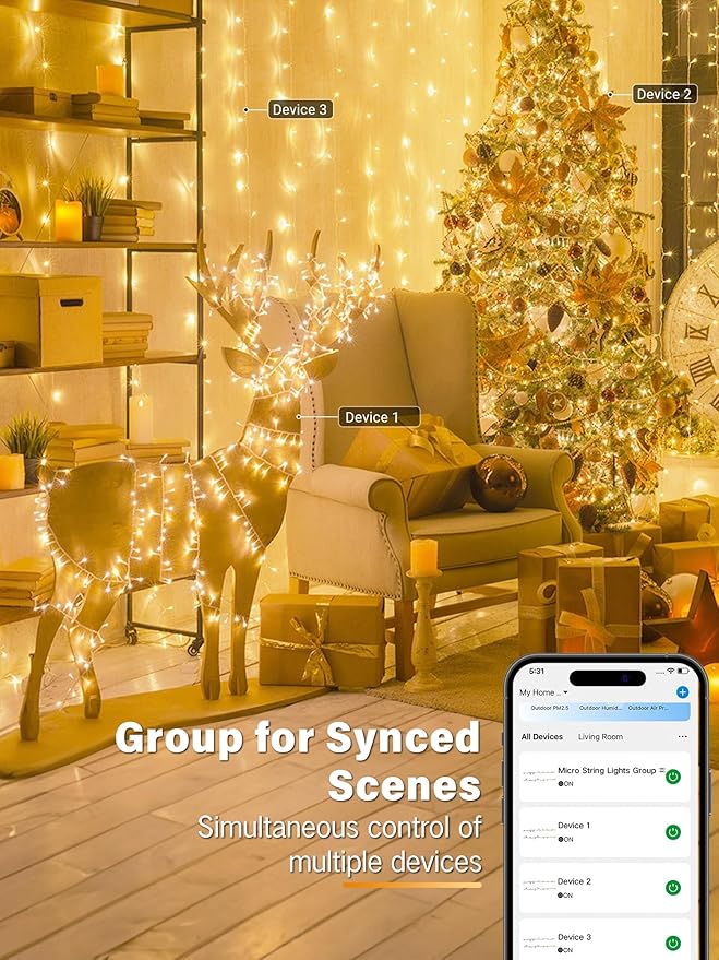BrizLabs Smart Christmas Lights, 115FT 300 LED Fairy String Lights with App/Voice Control, Warm White & Multicolor Color Changing Christmas Tree Light Dimmable Xmas Light for Outdoor Indoor Xmas Decor