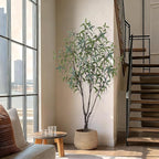 Artificial Eucalyptus Tree 7ft(84in) Faux Floor Potted Tree for Indoor Decor Large Realistic Trees Plants with Silk Leaves and Natural Wood Trunk for Home Living Room,Office Foyer Decor.