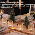 40Pcs Glass Votive Candle Holders, Clear Tea Light Candle Holders Vintage Tealight Candle Holder Bulk for Autumn, Thanksgiving Table Centerpieces, Christmas Decor (Clear)