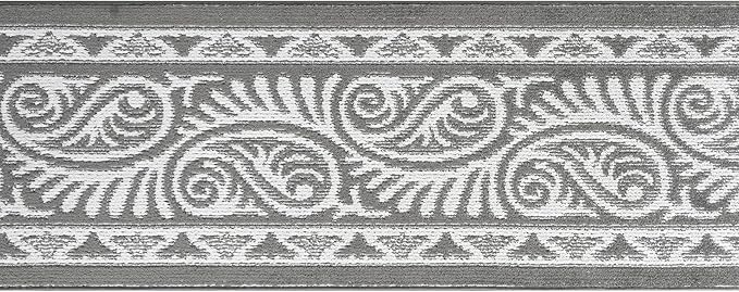 Custom Length Cut to Size Tribal Ethnic Southwestern Inspired Hallway Runner Rug, Non Slip Rubber Backed, 31 inch Wide X Customized Length, Mayan Grey, 31 inch X 21 feet