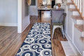 Custom Length Cut to Size Retro Modern Coastal Carpet Runner Rug for Hallways, Non Slip Rubber Backed, 31 inch Wide X Customized Length, Geo Blue, 31 inch X 15 feet