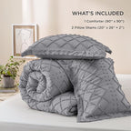 Bedsure Queen Comforter Set - Grey Comforter, Boho Tufted Shabby Chic Bedding for Kids, 3 Pieces Vintage Farmhouse Bed Set for All Seasons, Fluffy Soft Bedding with 2 Pillow Shams