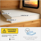 Foamma 3" x 30" x 80" High Density RV Bunk Mattress Replacement, Firm, Durable, Premium Comfort, USA Made, No Cover