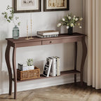 ChooChoo 47 Inch Narrow Console Table with Drawer, Chic Accent Sofa Entryway Table with Shelves for Entryway, Living Room, Hallway, Espresso