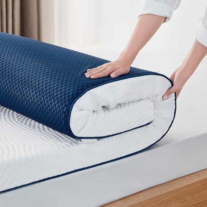 LINSY LIVING 4 Inches Twin Memory Foam Mattress Topper, Cooling Gel-Infused Swirl Memory Foam, Soft Bed Topper with Tencel™ Cover, CertiPUR-US and Oeko-TEX Certified, 74" L * 38" W * 4" H