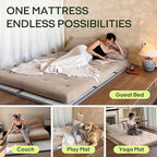 ZonLi Japanese Floor Futon Mattress Twin Size 75"x 39", 100% Cotton Cover 4'' Thicken Tatami Mattress, Foldable Sleeping Pad, Portable Dormitory Tatami Mat, Roll Up Floor Lounger Bed for Adult (Khaki)