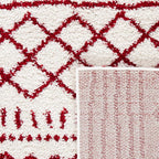 SAFAVIEH Arizona Shag Collection Area Rug - 5'1" x 7'6", Ivory & Red, Moroccan Design, Non-Shedding & Easy Care, 1.6-inch Thick Ideal for High Traffic Areas in Living Room, Bedroom (ASG741P)
