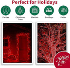 LAMPHOME Super-Bright Extendable RED Christmas Lights Decoration 150Lights 31.9ft UL Certified Mini Bulb String Lights Set for Outdoor Christmas Tree Garden Holiday Party Patio Wedding Garland Decor