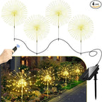 Anordsem Solar Fireworks Lights Outdoor: 4 Bendable Copper Wire 120 LEDs String Lighting - Waterproof DIY Warm Decoration for Yard Garden Proch - Gardening Gifts for Garden Lovers