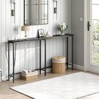 HOOBRO 70.9" Narrow Console Table with Charging Station, 5.9" Sofa Table with 2 Power Outlets and USB Ports, Long Entryway Tables Behind Couch Table, for Hallway, Living Room, Black BB185UXG01