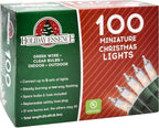 Holiday Essence Clear Christmas Lights Green Wire, 100 Incandescent Mini String Lights Set for Indoor Outdoor Holiday Lighting Decoration, Christmas Tree Lights, Static Flashing UL Certified