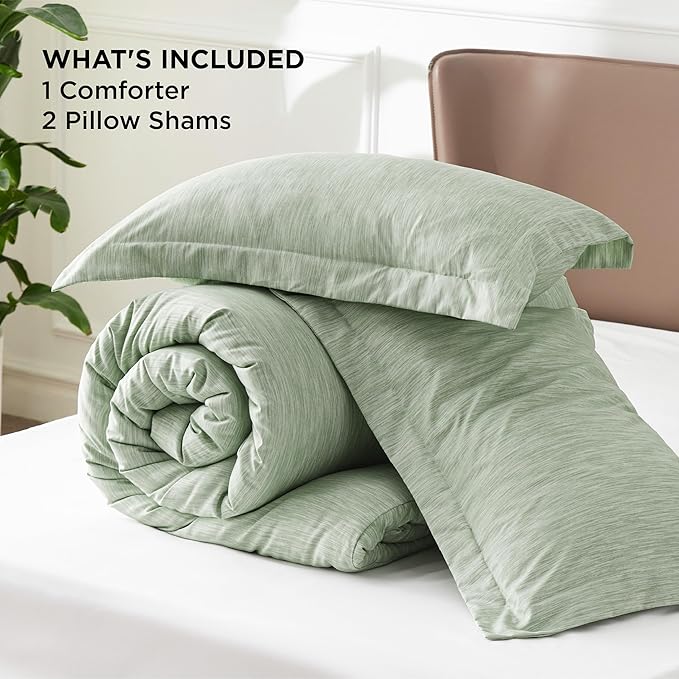 Bedsure King Size Comforter Set - Celadon Green Soft Bedding for All Seasons, Cationic Dyed Bed Set, 3 Pieces, 1 King Size Comforter (104"x90") and 2 Pillow Shams (20"x36"+2")