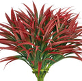 Ouddy Decor 20 Pcs Fake Outdoor Plants Artificial Grass Greenery Stems Faux Plastic Plants UV Resistant for Fall Indoor Outside Garden Hanging Planter Pathway Porch Patio Window Box Home Decor, Red
