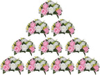 BLOSMON Flower Balls Rose Centerpieces: 10 Pcs Pink White Fake Flowers Kissing Balls Decor Artificial Wedding Floral Arrangements Silk Flower Bouquet with Base Home Party Room Table DIY Decorations