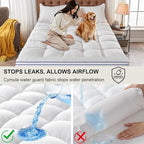 Mattress Topper Twin XL College Dorm, Waterproof Bed Topper Twin XL Cooling Mattress Pad Cover for College, Pillow Top Mattress Topper with Deep Pockets, Breathable Fluffy Fill Mattress Protector