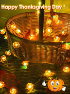Fall Decorations 3D Pumpkin Fairy Lights Battery Operated with Remote, 10FT 30 LED Waterproof String Lights Outdoor Indoor with 8 Modes & Timer for Garland Harvest Party Thanksgiving Halloween Decor