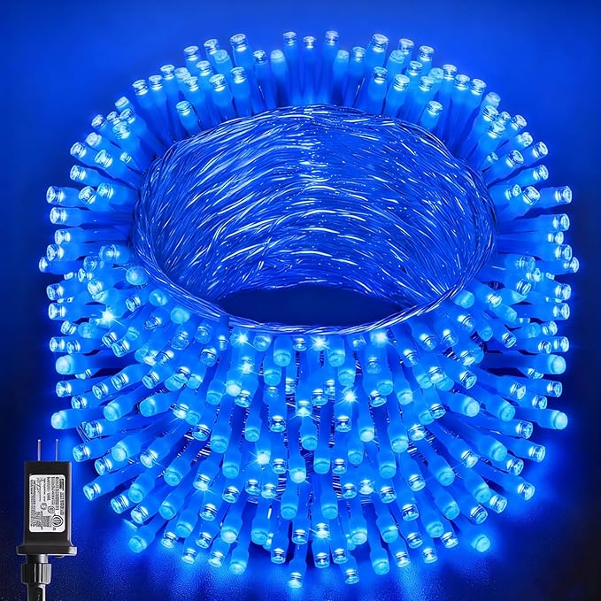 66Ft 200LED Blue Christmas Lights Plug in,Connectable Christmas Tree Lights,8 Modes String Lights Indoor Outdoor for Halloween Tree Party Bedroom Garden Decor (Clear Wire)