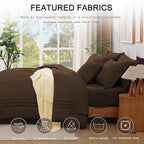 Monbix Full Comforter Set - 7 Pieces Chocolate Brown Bed in a Bag Full Size Bedding Sets with Comforters, All Seasons Down Alternative Comforter with Sheets, Pillowcases & Shams