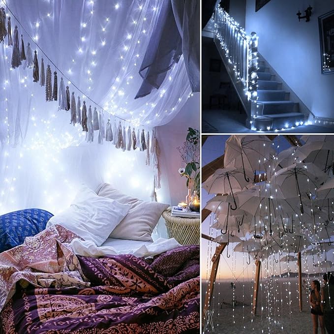 AMIR Upgraded Solar String Lights Outdoor, 39Feet 120 LED 8 Modes Copper Wire Light, Solar Powered Fairy Lights, Waterproof Solar Decoration Lights for Garden Yard Party Wedding Christmas (White)