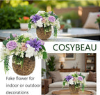 Artificial Fake Flowers 27pcs Roses, Mixed White & Purple Faux Flower for DIY Wedding Bouquet Bridal Shower Centerpieces Floral Arrangements Party Table Home Decorations