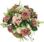 Artificial Rose Flowers 25pcs, Brown Foam Fake Rose Faux Flower for Wedding Bouquets Bridal Shower Centerpieces Floral Arrangements Home Decorations Party Backdrops Table