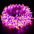 66Ft 200LED Orange and Purple Christmas Halloween Lights Plug in,Waterproof Halloween String Light,8 Modes Indoor Outdoor for Tree Party Bedroom Garden Decor (Clear Wire)