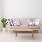 Ambesonne Vintage Throw Pillow Cushion Case Pack of 4, Bohemian Ornamental Leaves Dahlia Pattern Geometric Art Curlicue Motif, Modern Accent Double-Sided Digital Printing, 24", Pink and Dark Sky Blue