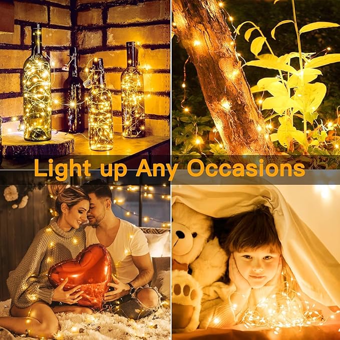 6 Pack Fairy Lights Battery Operated 7ft 20 LED Mini String Lights Twinkle Lights Silver Wire Firefly Starry Lights for Mason Jars Wedding Party Christmas Centerpiece Decor, Warm White & Cool Whtie