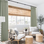 RYB HOME Linen Sheer Curtains and Drapes for Living Room and Dining Room 120 inches Length, Breathable Weave Textured/Rod Pocket Semi Sheer Curtains, Sage Green, W 52 x L 120 inches, 2 Panels Set