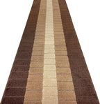 Custom Size Modern Geometric Pattern Carpet Runner Rug for Hallways, Slip Resistant Latex Rubber Backed, 31 inch Wide X Customized Length, Squares Brown, 31 inch X 15 feet