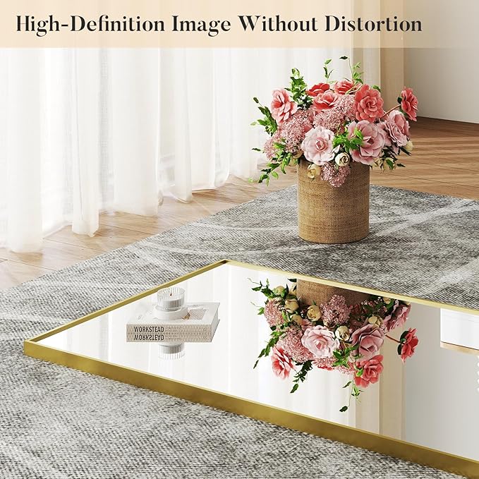 DUMOS Wall-Mounted Full Length Mirror 25"x 71" for Bedroom, Full Body Floor Mirror with Stand, Hanging or Leaning for Wall, Gold