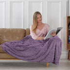 Tuddrom Decorative Extra Soft Faux Fur Blanket Queen Size 80"x90",Solid Reversible Fuzzy Fluffy Plush Fleece Comfy Microfiber Fur Blanket for Couch Sofa Bed,Patrican Purple