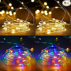 4-Pack 50 LED Fairy Lights Battery Operated with Timer, 16FT Waterproof Starry String Lights Outdoor Indoor Mini Cuttable Lights for Bedroom Wedding Birthday Christmas Parties (Warm White&Multi Color)