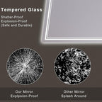 40‘’x30'' Lighted Mirrors for Bathroom Wall Backlit + Front Lit, Rectangular LED Bathroom Mirror Frameless with Lights Anti Fog, Dimmable, 3 Colors,Tempered Glass, Shatter-Proof