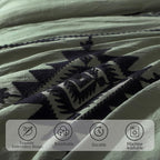 MaiRêve Oversized Queen Comforter Set Olive Green, Embroidery Western Bedding Set Boho 7 Pieces, Farmhouse All Season Bed in A Bag with Sheets, Pillowcases & Shams