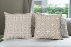 Ambesonne Vintage Throw Pillow Cushion Case Pack of 4, Monochrome Design Grid Trellis Quatrefoil Mesh and Dahlia Flowers Modern Print, Modern Accent Double-Sided Digital Printing, 18", Tan and White
