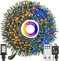 Decute 300LED Christmas Tree Lights Outdoor Indoor String Lights 108FT Extendable, 11 Modes 4 Colors Changing Waterproof Twinkle Fairy Lights Party Decor with Timer Remote(Warm White & 3 Multicolors)
