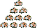 BLOSMON Flower Balls for Wedding Centerpieces: 10pcs Peach Fuzz 9.5 Inch Fake Rose Kissing Ball Decor Artificial Floral Arrangements Silk Bouquet with Base Home Party Room Table DIY Decorations