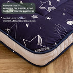 MAXYOYO Futon Mattress, Navy Star Japanese Floor Mattress Portable Quilted Bed Mattress, Extra Thick Folding Sleeping Pad Breathable Floor Lounger Guest Bed for Camping Couch, Full