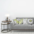 Ambesonne Floral Throw Pillow Cushion Case Pack of 4, Flower Petals Color Palette Chamomile Peony Dahlia and Sunflower, Accent Double-Sided Digital Printing, 18", Grey Pastel Green