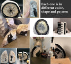 AMOYSTONE Black Geode Bookends Agate Decorative Book Ends for Shelves Heavy Duty Crystal Quartz Bookends with Rubber Bumpers(1 Pair, 3-4 LBS)