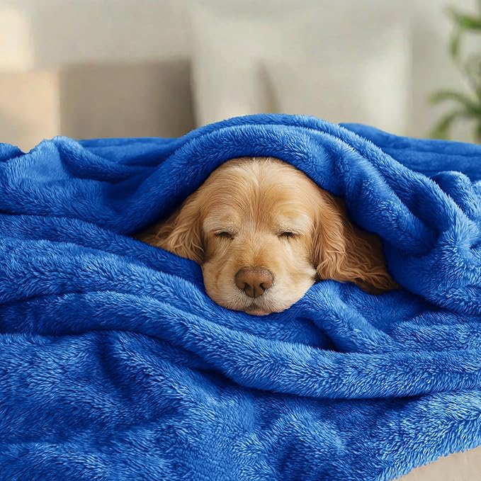 Exclusivo Mezcla Plush Fuzzy Fleece Bed Blanket Twin Size, Super Soft, Fluffy and Warm Blankets, Suitable for All Seasons (Cobalt Blue, 90x66 Inches)