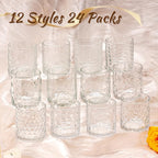 24pcs Assorted Votive Candle Holders - Clear Glass Tea Lights Candle Holder in Bulk, Tealight Candle Holder for Table Centerpiece Wedding Decor Home Decoration