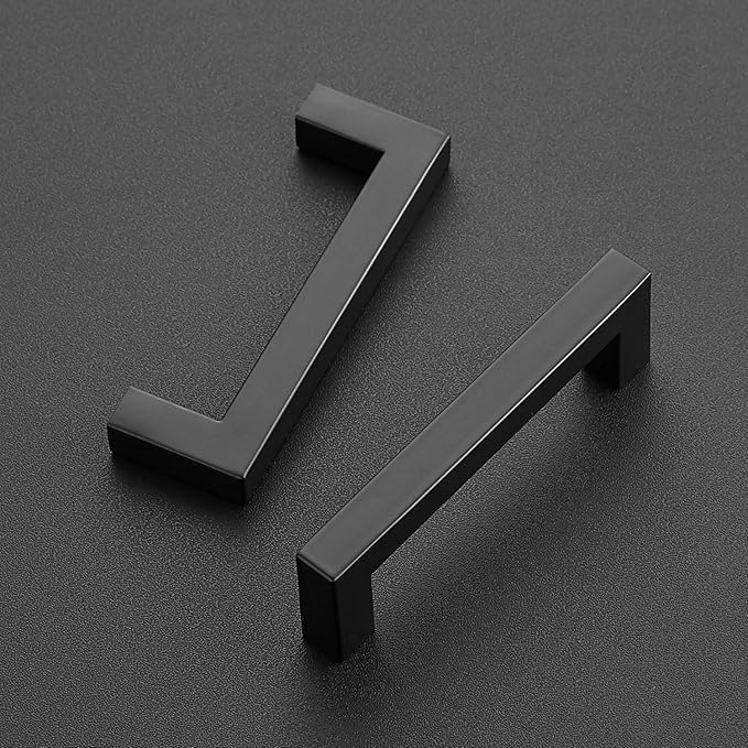 Ravinte 20 Pack 3-3/4 Inch Kitchen Square Cabinet Handles Matte Black Cabinet Pulls Black Drawer Pulls Kitchen Cabinet Hardware Kitchen Handles