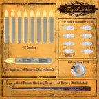 Homemory Hanging Floating Candles with Wand Remote and String, 12 Pcs Flying Flameless LED Taper Candles Warm White Light, Battery Operated Window Candles with Wand for Halloween Christmas Party