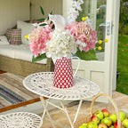 4PCS Lifelike Real Touch Artificial Hydrangeas, 21" Pink Hydrangea Artificial Flowers for Decoration, Faux Vintage Silk Fake Flowers for Bouquet Wedding Centerpieces Tables Party Outdoor Home