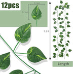 RECUTMS 86 FT Artificial Ivy Fake Greenery Leaf Garland Plants Vine Foliage Flowers Hanging for Wedding Party Garden Home Kitchen Office Wall Decoration(12 Pack-03)