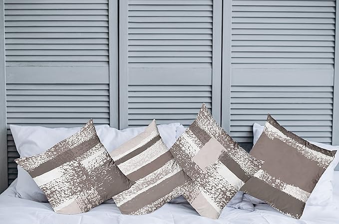 Ambesonne Grunge Throw Pillow Cushion Case Pack of 4, Abstract Design Simplistic Minimal Stripes Brushstrokes Contemporary, Modern Accent Double-Sided Digital Printing, 20", Taupe Grey and Dimgray